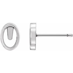 Sterling Silver 5x3 mm Oval Bezel-Set Earring Mounting