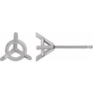 Sterling Silver 5 mm Round 3-Prong Cocktail-Style Earring Mounting