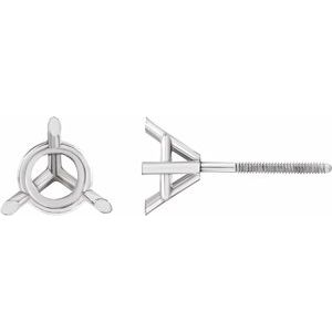 Platinum 2.5 mm Round 3-Prong Cocktail-Style Earring Mounting