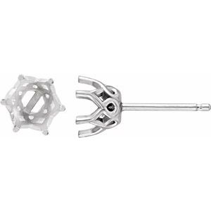 18K White Gold 5 mm Round 6-Prong Earring Mounting