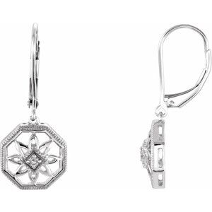 14K White Gold .04 CTW Natural Diamond Filigree Earrings