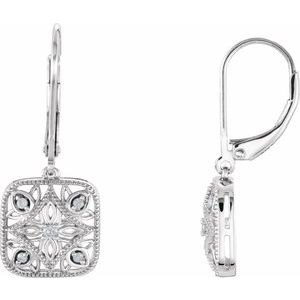 Sterling Silver 1/10 CTW Natural Diamond Filigree Earrings