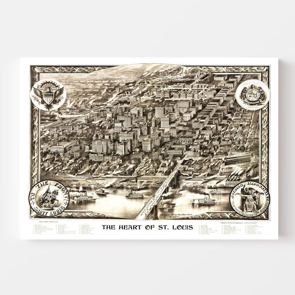 Vintage Map of St. Louis, Missouri 1907