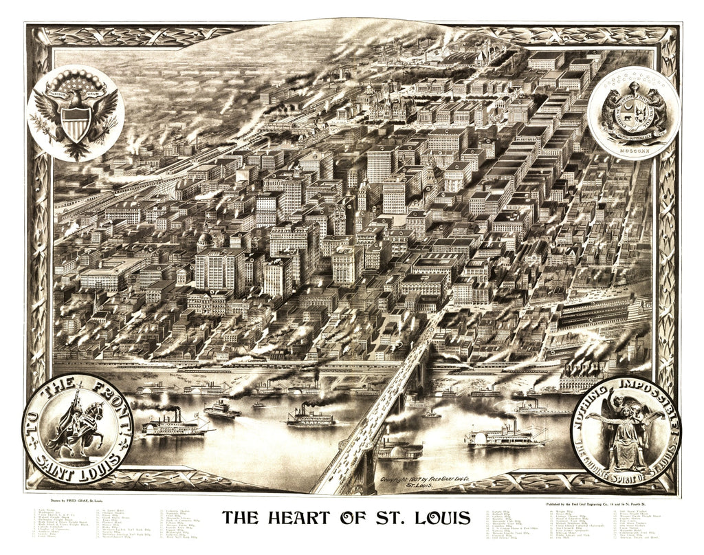 Vintage Map of St. Louis, Missouri 1907