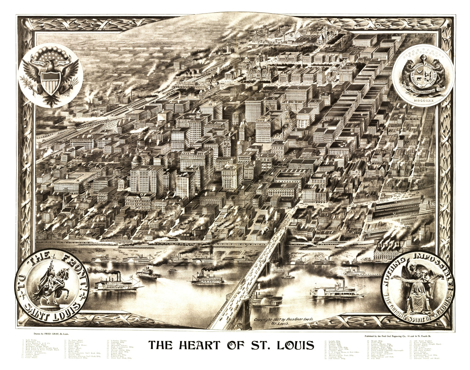 Vintage Map of St. Louis, Missouri 1907