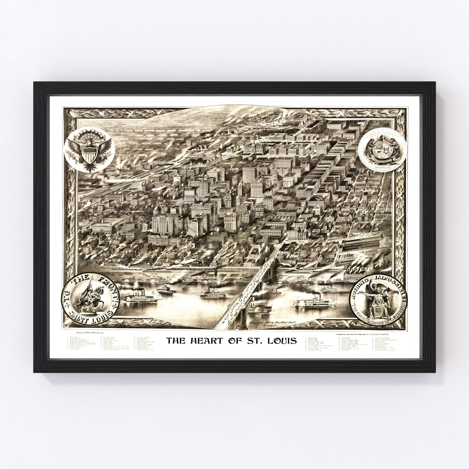 Vintage Map of St. Louis, Missouri 1907