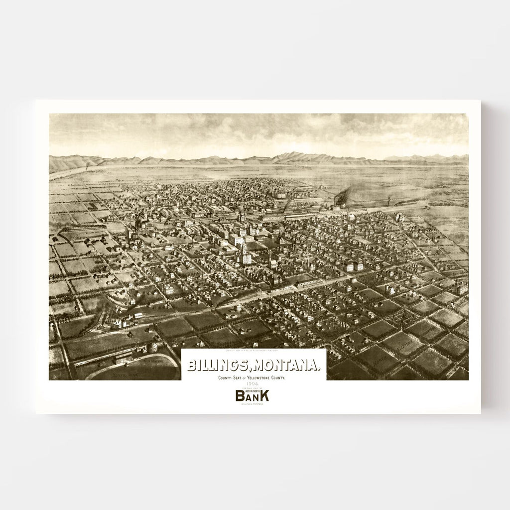 Vintage Map of Billings, Montana 1904
