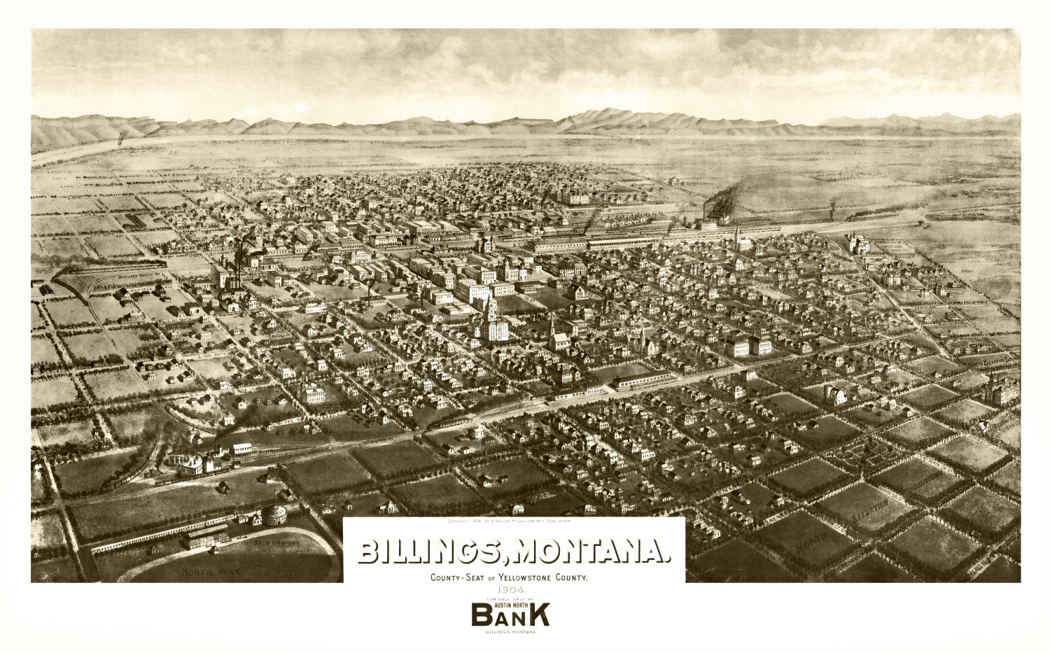 Vintage Map of Billings, Montana 1904