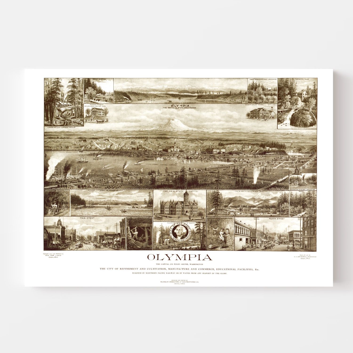 Vintage Map of Olympia, Washington 1903