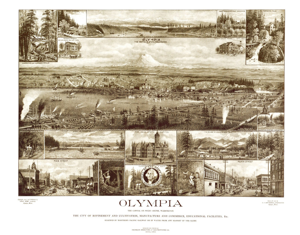 Vintage Map of Olympia, Washington 1903