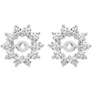 14K White Gold 5/8 CTW Diamond Earring Jackets with 3.7mm ID