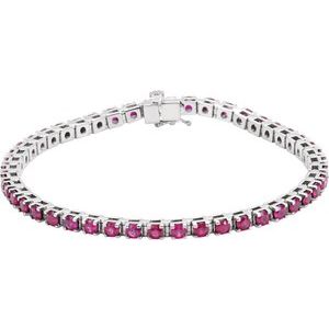 Platinum Natural Ruby Line 7" Bracelet