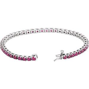 14K White Gold Natural Ruby Line 7" Bracelet – image 2