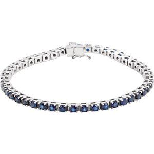 Platinum Natural Blue Sapphire Line 7" Bracelet