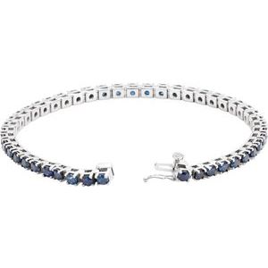 Platinum Natural Blue Sapphire Line 7" Bracelet – image 2
