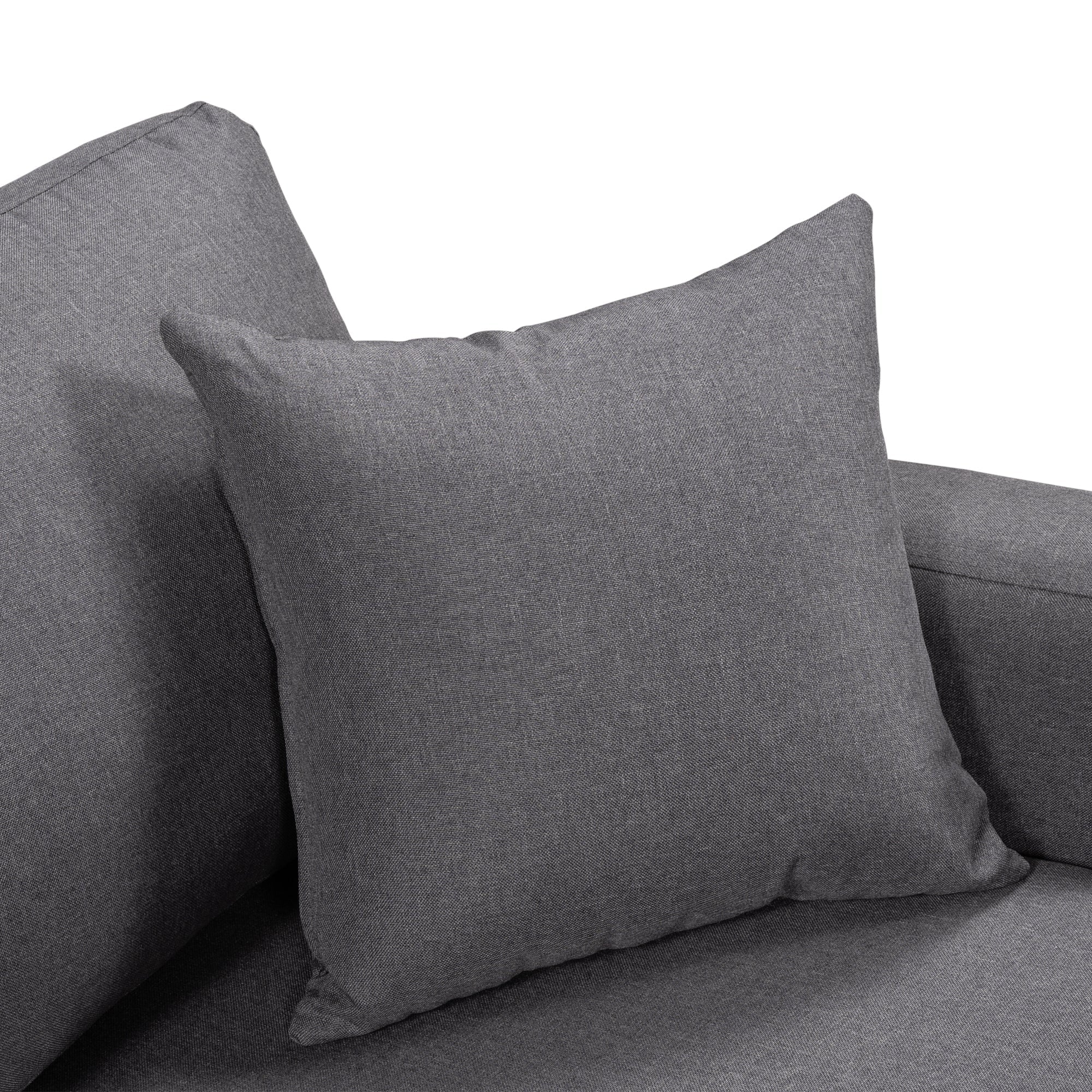 U_STYLE 87.44' Upholstery Sleeper Sectional Sofa Grey with Storage Space, 2 Tossing Cushions