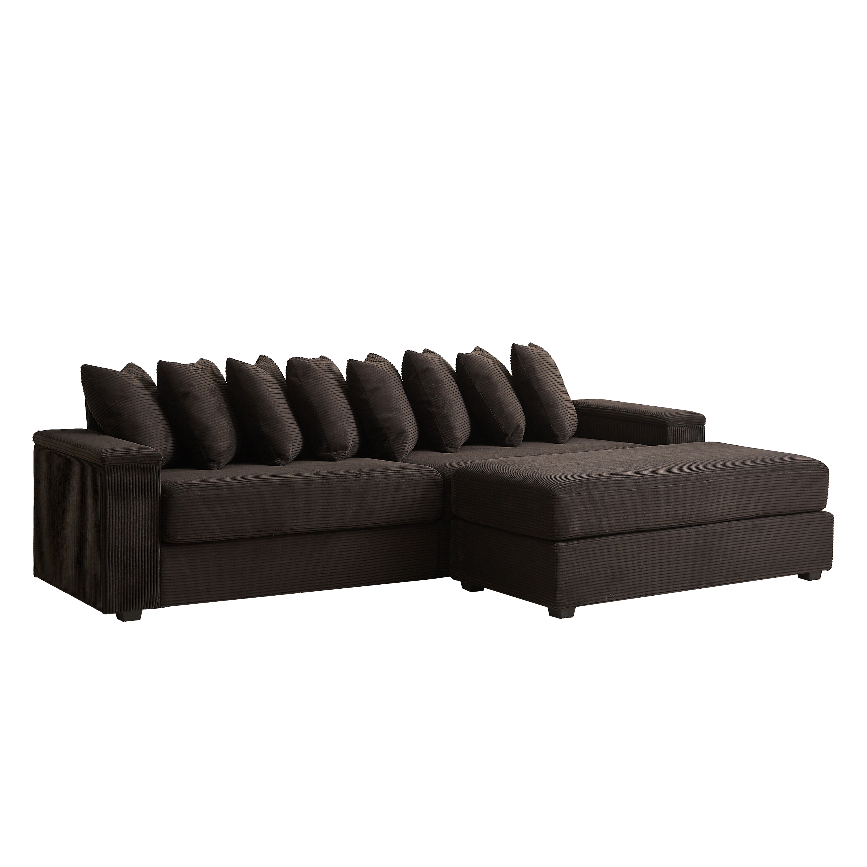 Luxe Oversized L Shaped Sofa with Chaise,Comfy Corduroy L Shaped Sectional Couches with 8 Pillows and Two Armrest storage space,Soft Fluffy Upholstered Sofa Bed for Living Room Apartment Bedroom