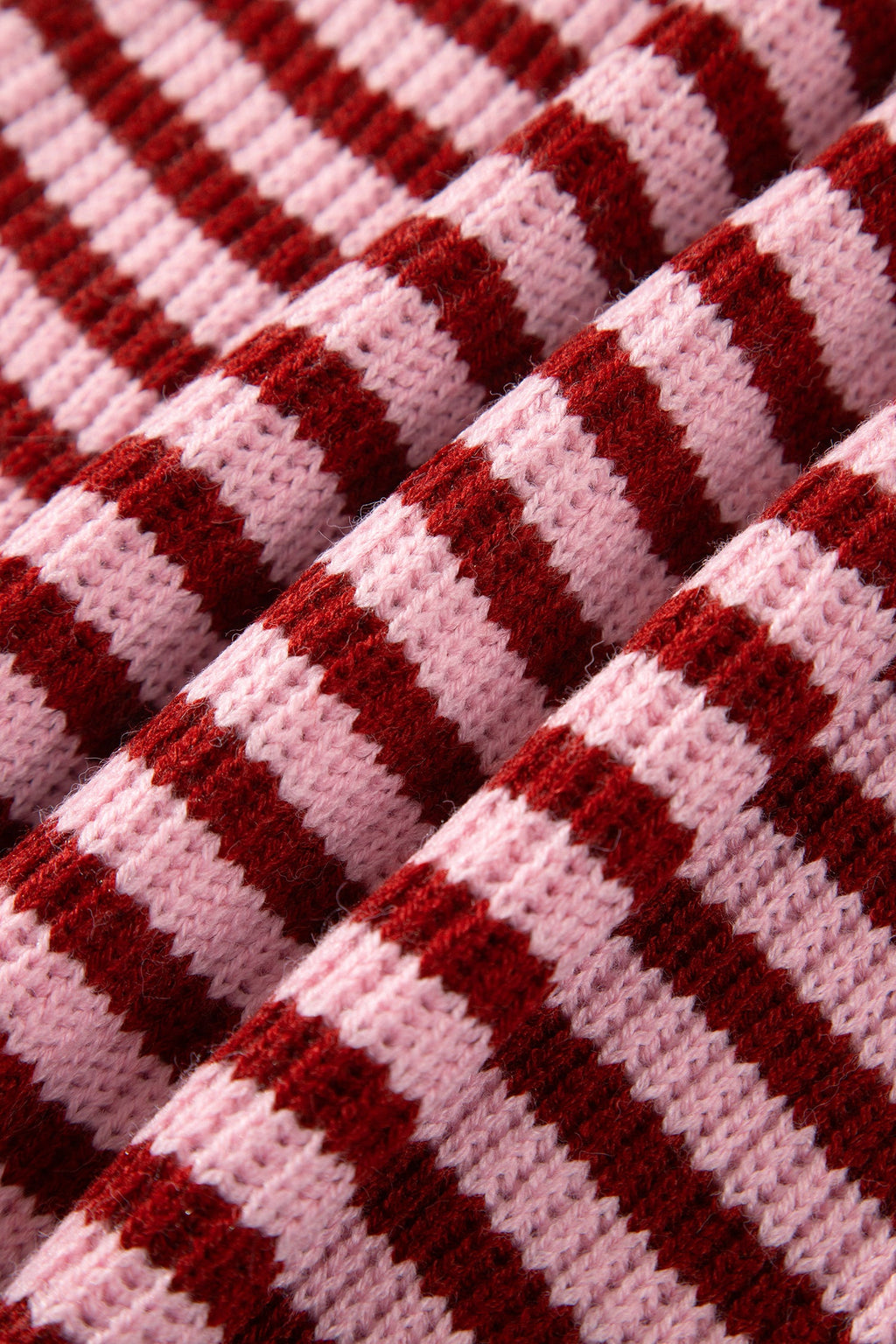 Stripe Mock Neck Drop Shoulder Zip-Up Cardigan