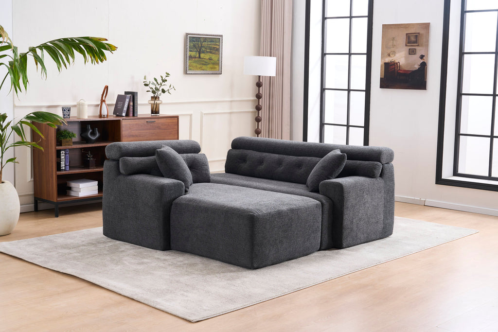 105'' Cloud Sectional Couch with L-Shape Chaise,Modern Modular Sofa with Deep Seat, Boneless Sofa for Living Room Bedroom,No Assembly Required,Grey.