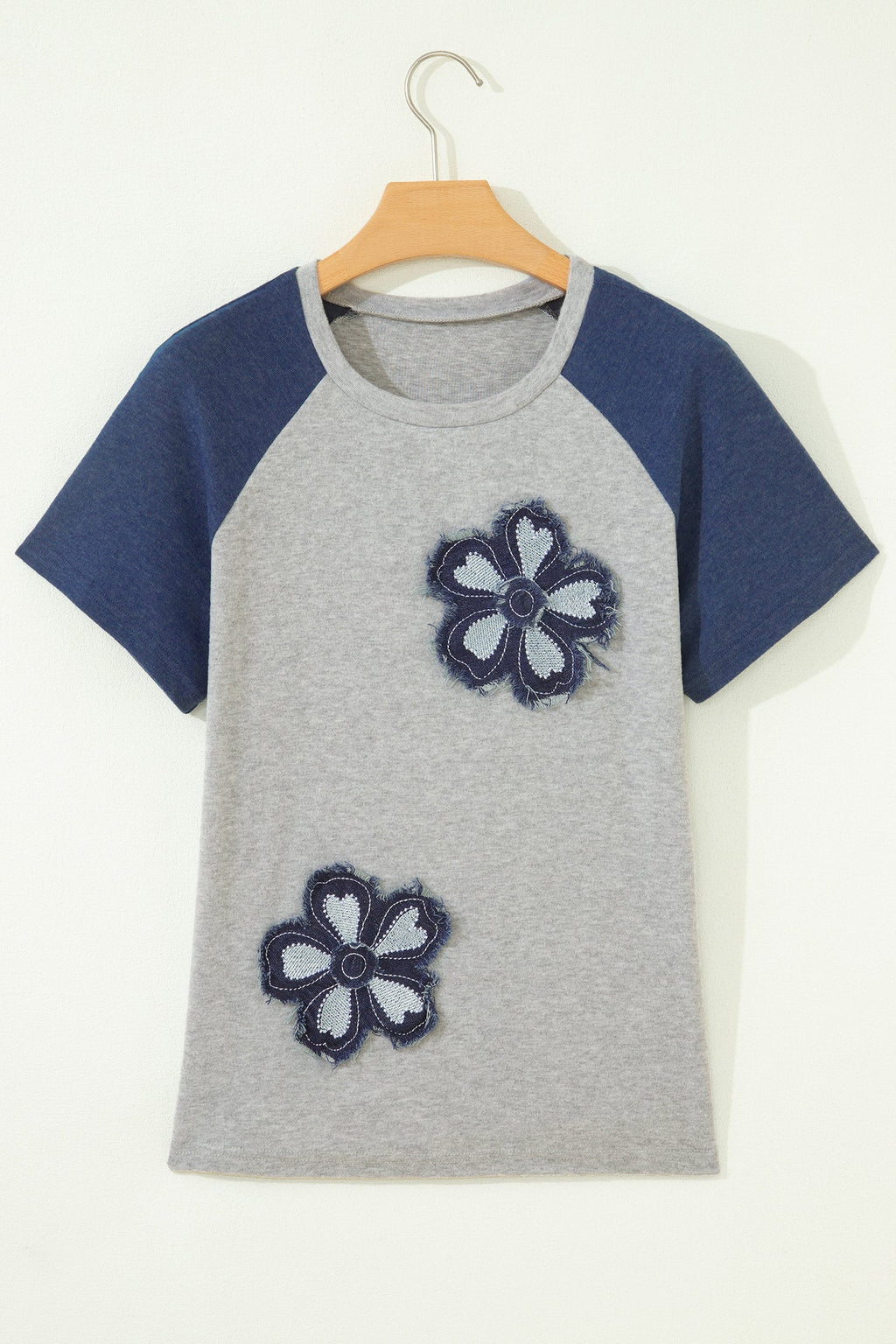 Floral Patchwork Colorblock Raglan Sleeve T-Shirt
