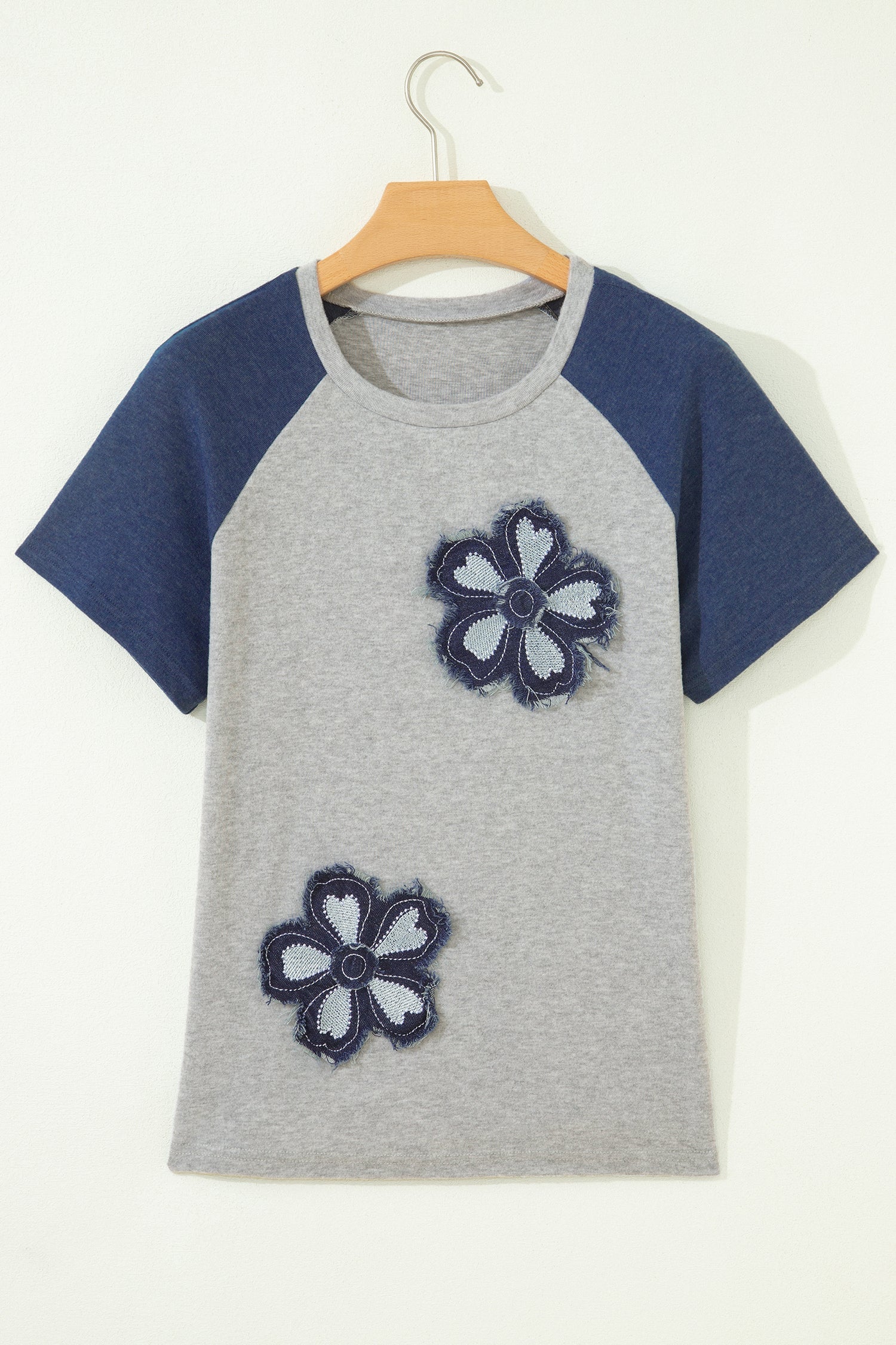 Floral Patchwork Colorblock Raglan Sleeve T-Shirt