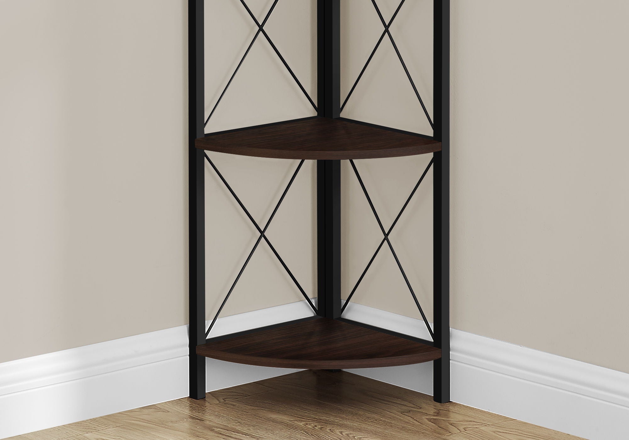 Bookshelf, Bookcase, Etagere, Corner, 4 Tier, Office, Marble Look Contemporary & Modern