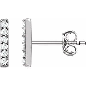 Sterling Silver 1/10 CTW Lab-Grown Diamond Bar Earrings