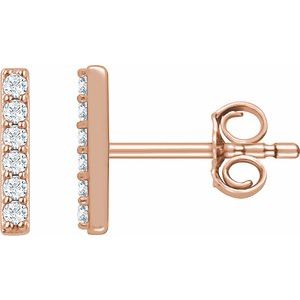 14K Rose Gold 1/10 CTW Lab-Grown Diamond Bar Earrings