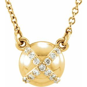 14K Yellow Gold .07 CTW Natural Diamond "X" 16 1/2" Necklace