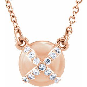 14K Rose Gold .07 CTW Natural Diamond "X" 16 1/2" Necklace