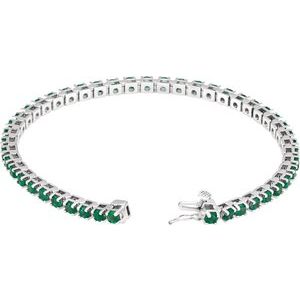 Platinum Natural Emerald Line 7" Bracelet – image 2