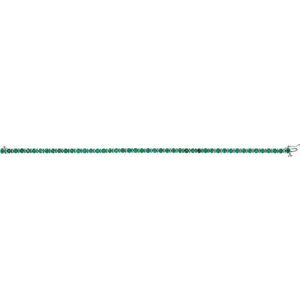 14K White Gold Natural Emerald Line 7" Bracelet – image 3
