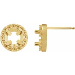 10K Yellow Gold  6.5 mm Round Halo-Style Earring Mounting
