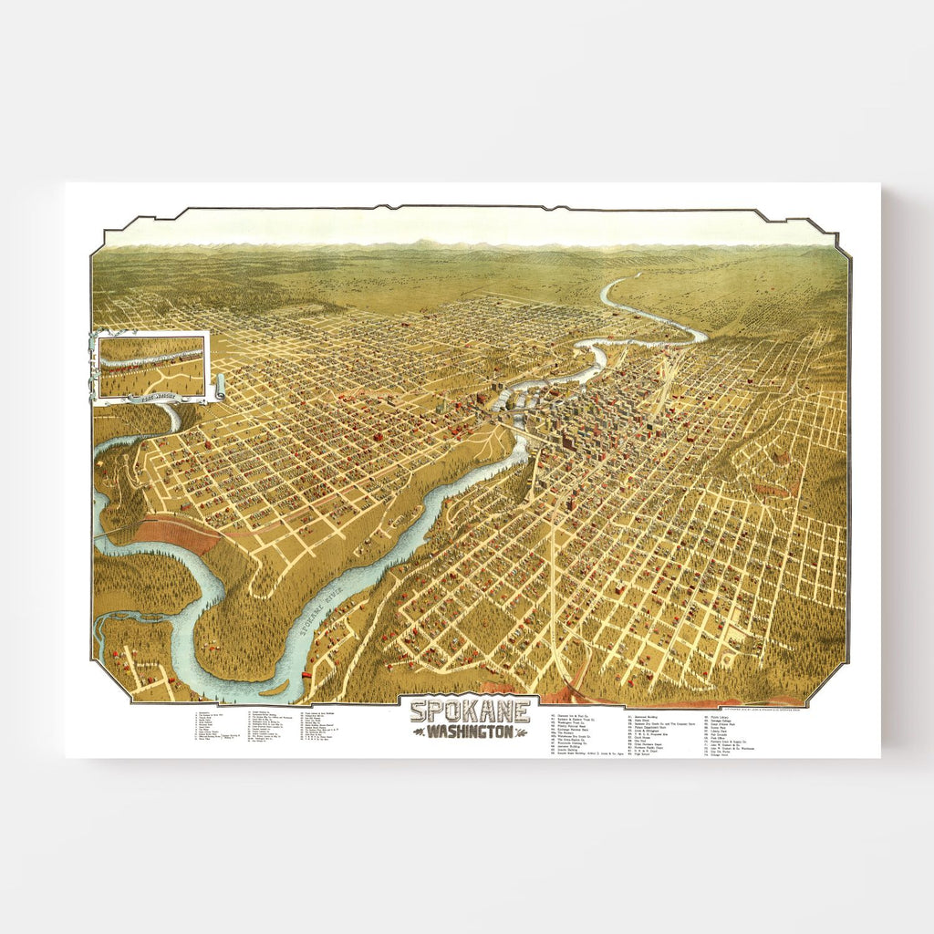 Vintage Map of Spokane, Washington 1905