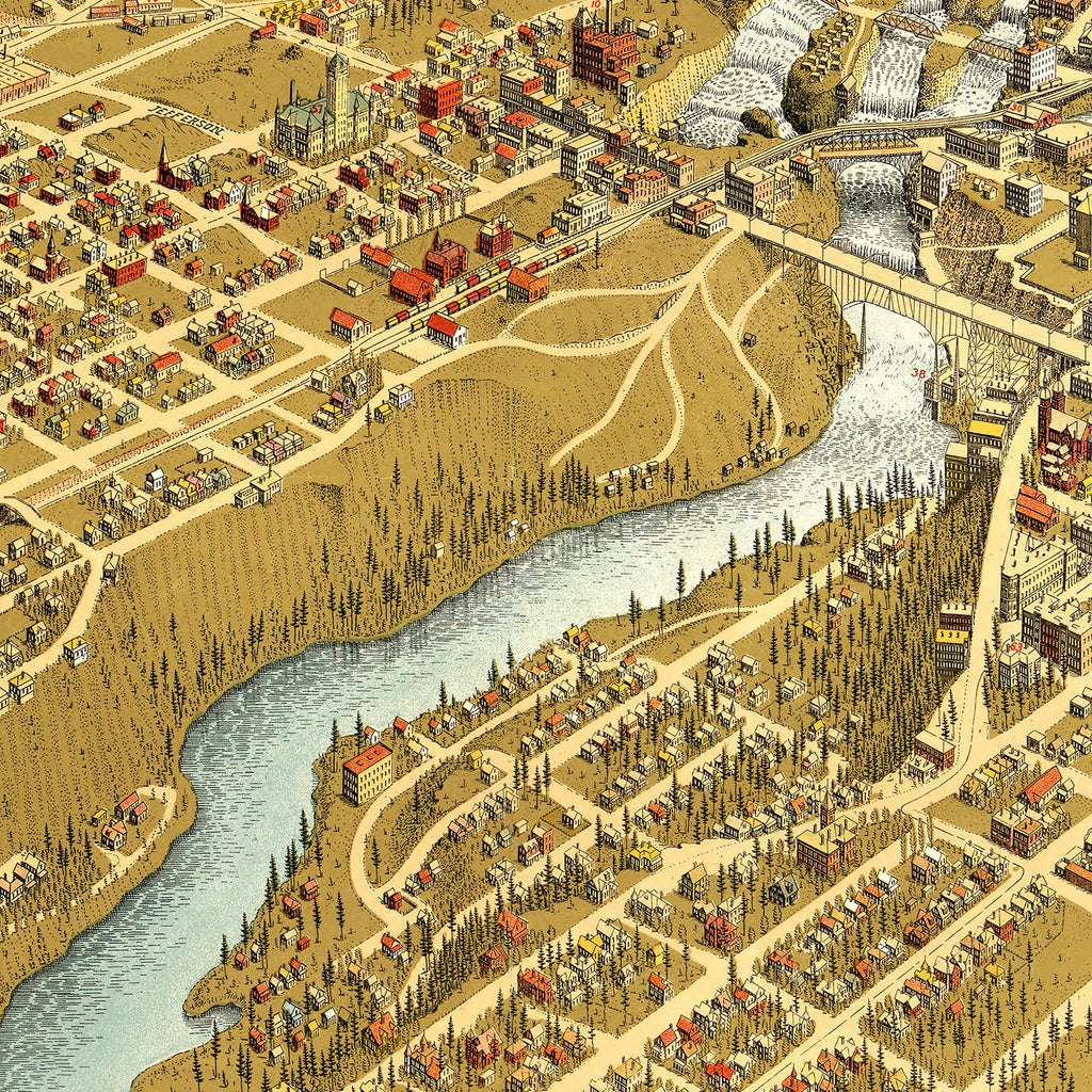 Vintage Map of Spokane, Washington 1905