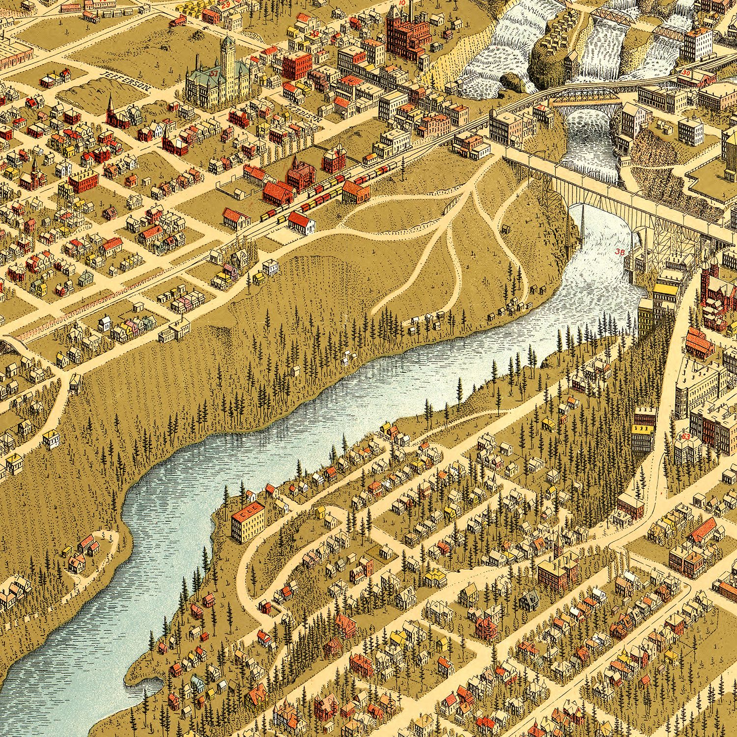 Vintage Map of Spokane, Washington 1905