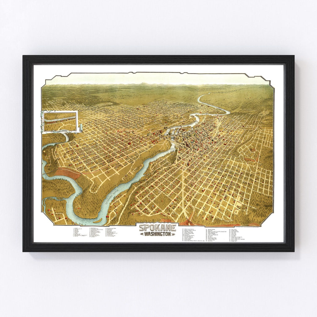 Vintage Map of Spokane, Washington 1905