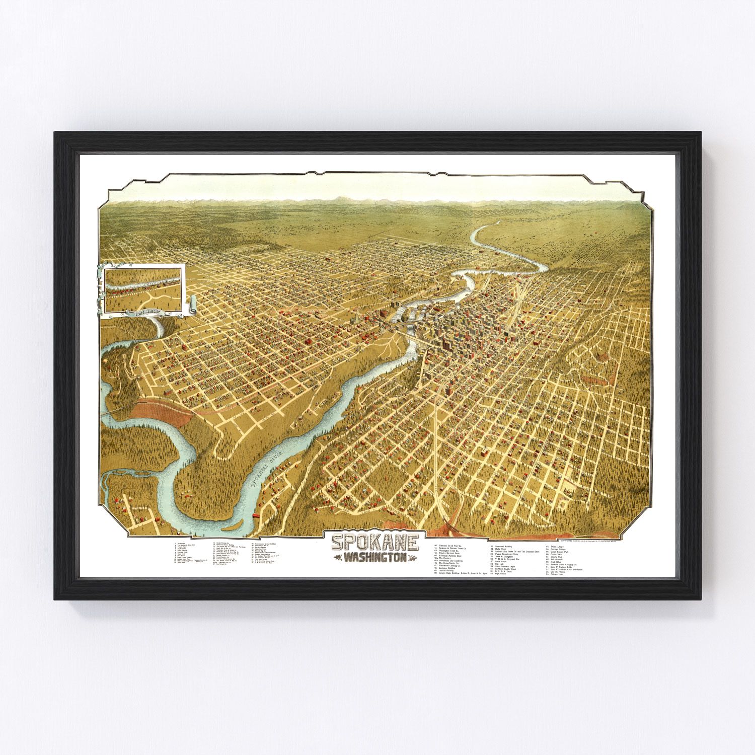 Vintage Map of Spokane, Washington 1905