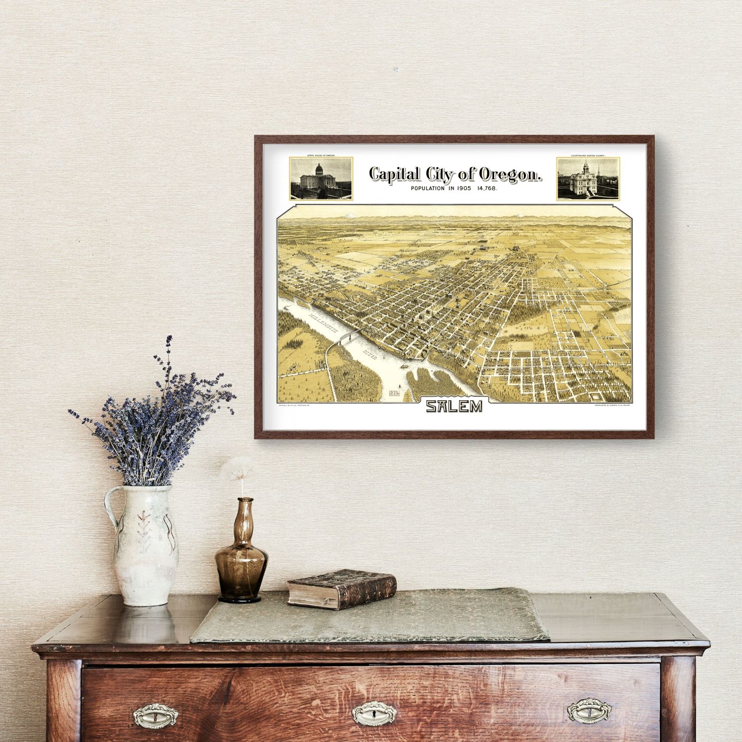Vintage Map of Salem, Oregon 1905