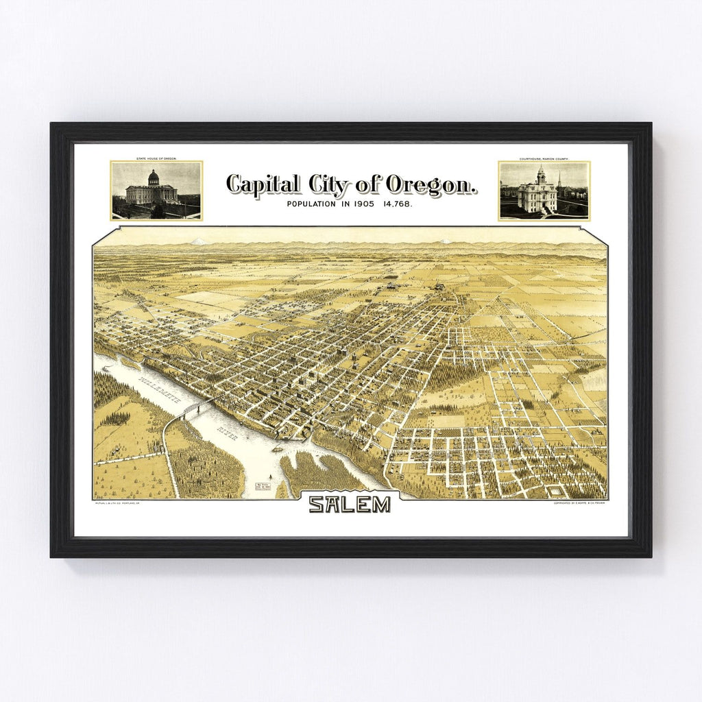 Vintage Map of Salem, Oregon 1905