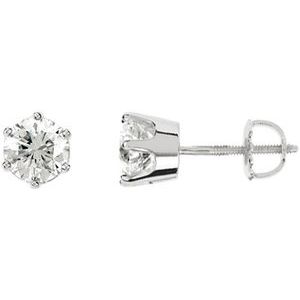 14K White Gold 2 CTW Natural Diamond 6-Prong Stud Earrings