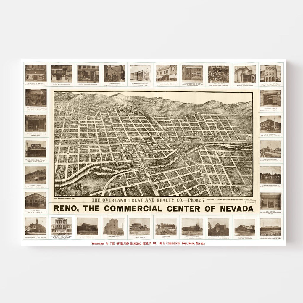 Vintage Map of Reno, Nevada 1907