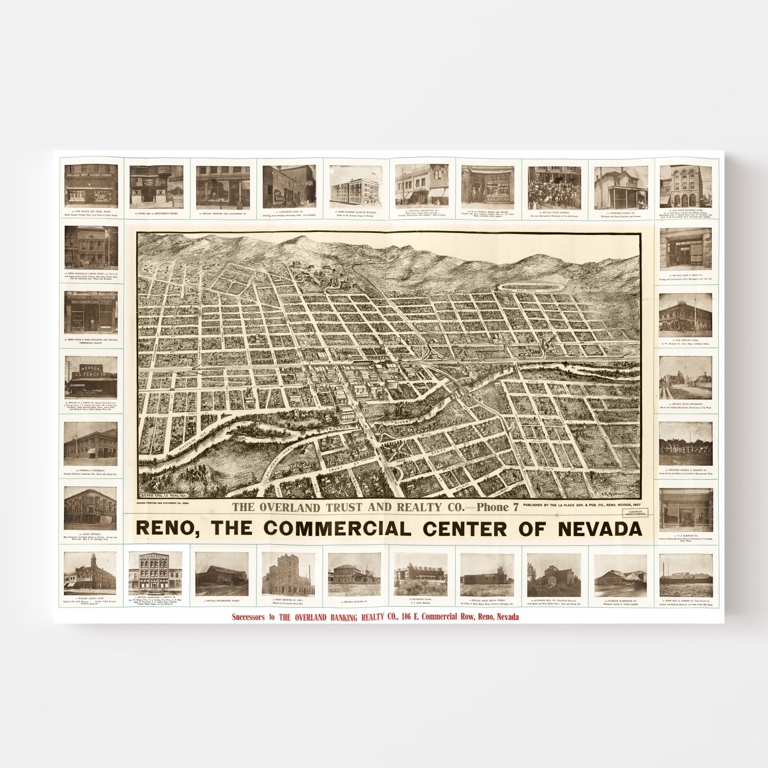 Vintage Map of Reno, Nevada 1907