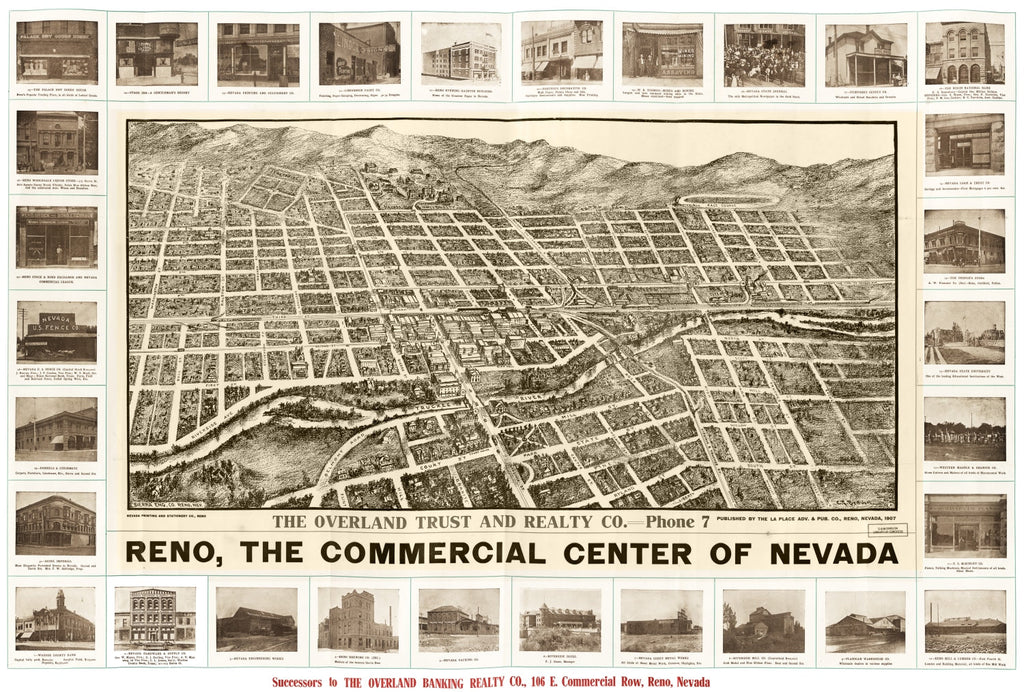 Vintage Map of Reno, Nevada 1907