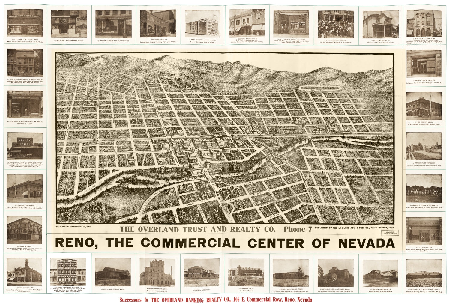 Vintage Map of Reno, Nevada 1907