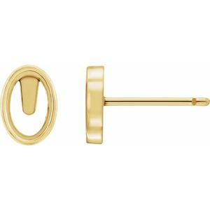 18K Yellow Gold 8x6 mm Oval Bezel-Set Earring Mounting