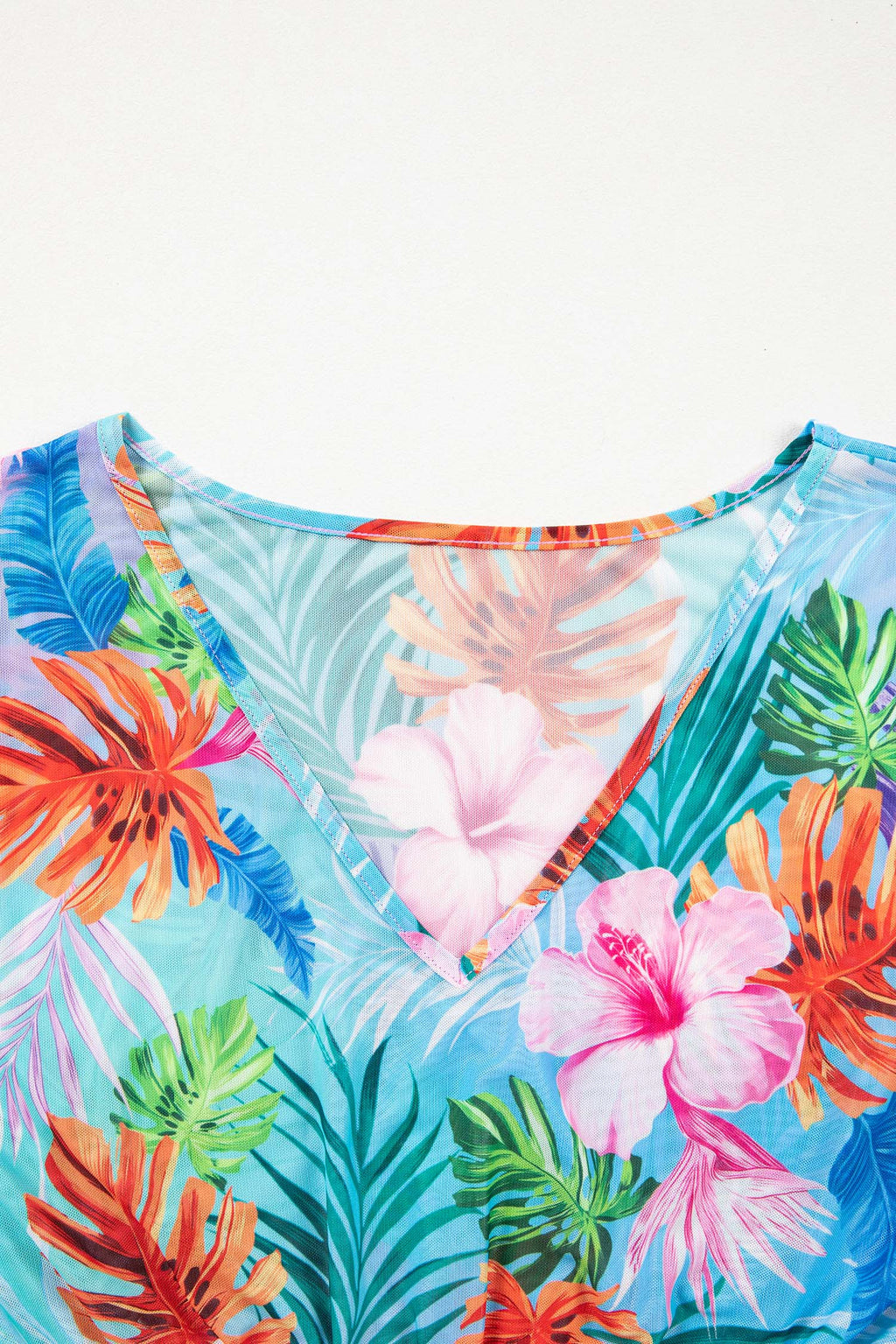 Tropical Semi-Sheer Beach Cover Up Dress