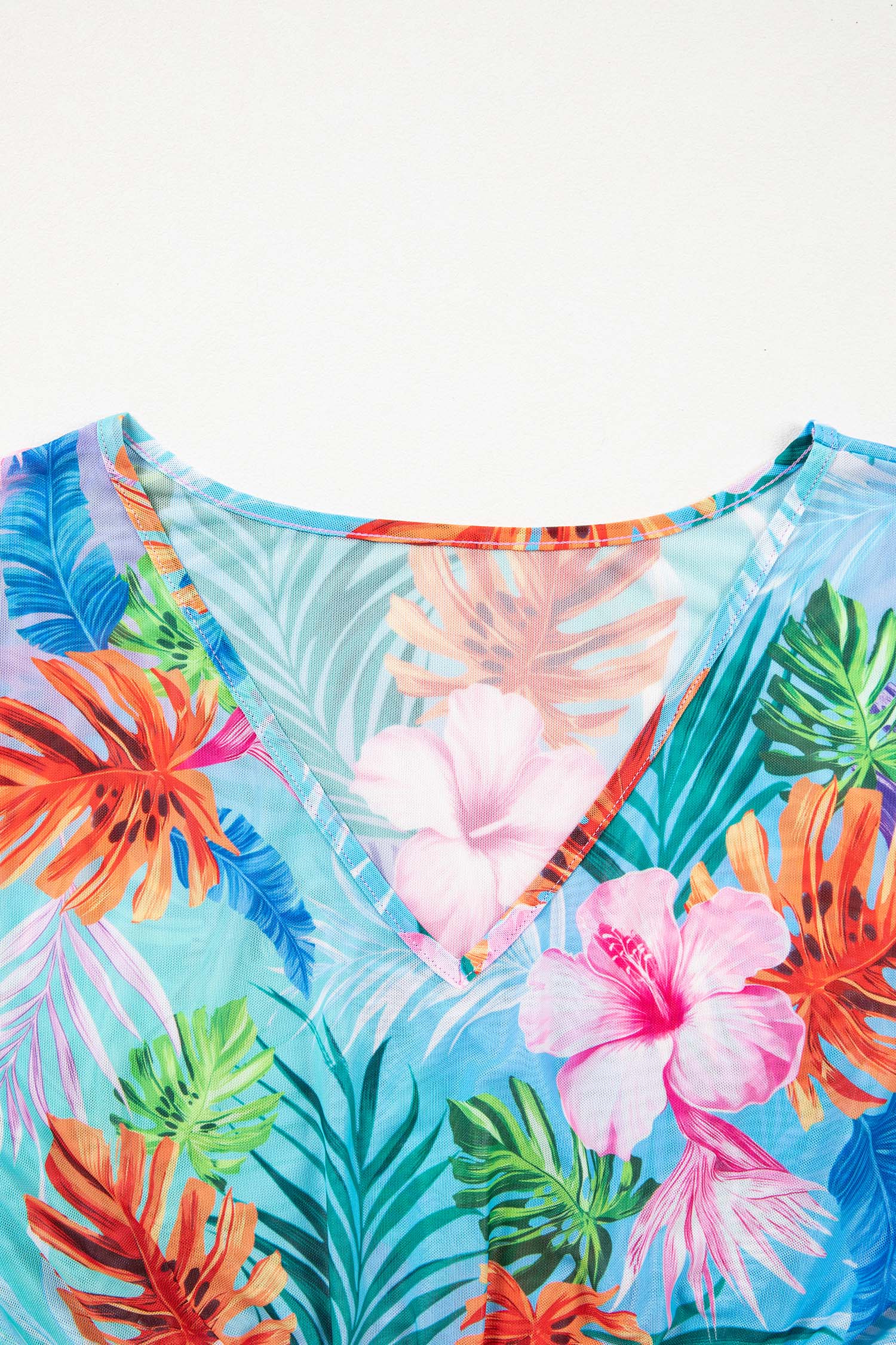 Tropical Semi-Sheer Beach Cover Up Dress