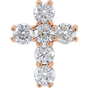 14K Rose Gold 9/10 CTW Natural Diamond Cross Pendant
