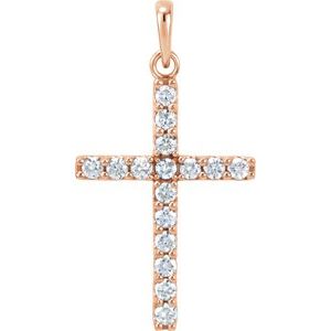 14K Rose Gold 1/2 CTW Natural Diamond Cross Pendant